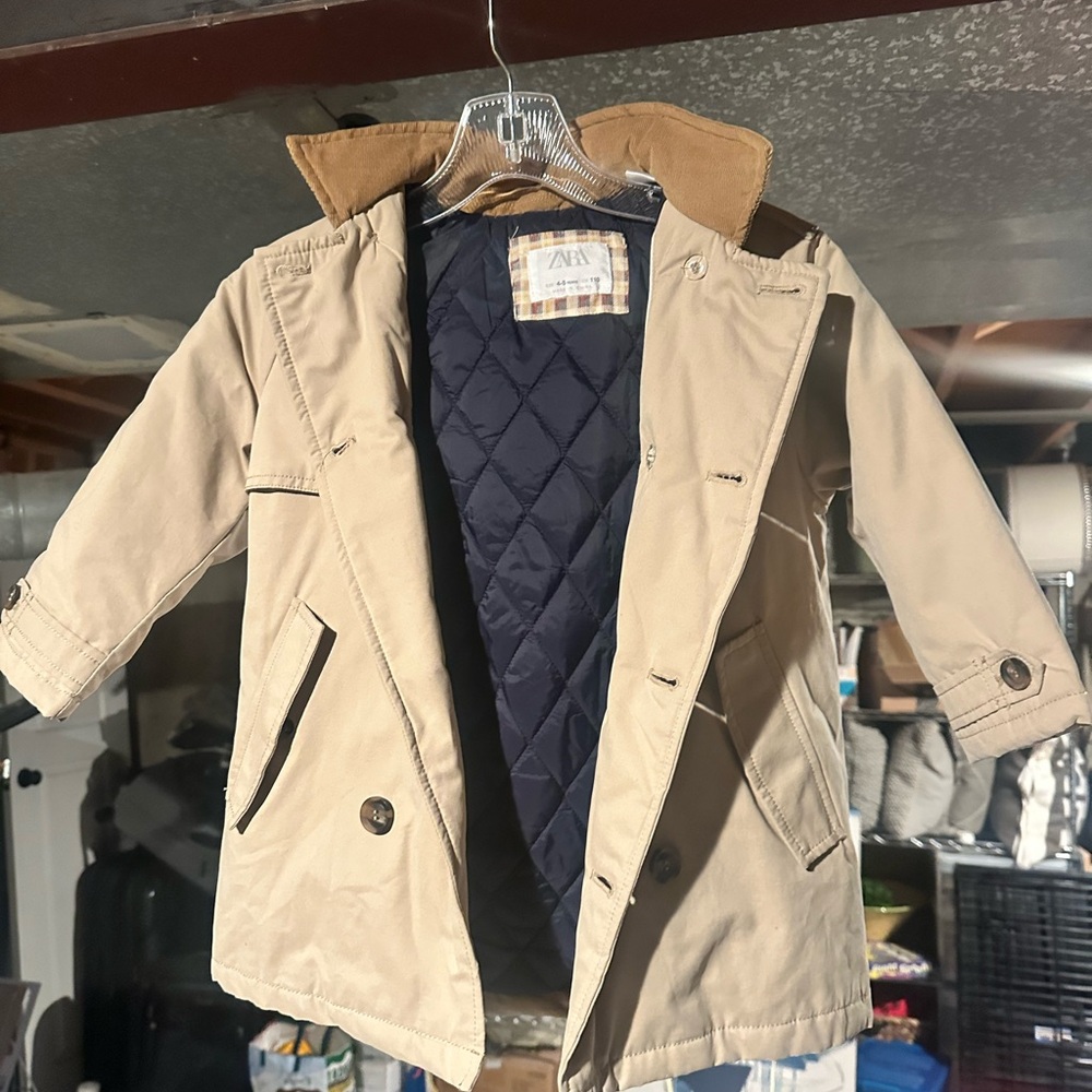 Zara Kids Beige Raincoat with Navy Lining